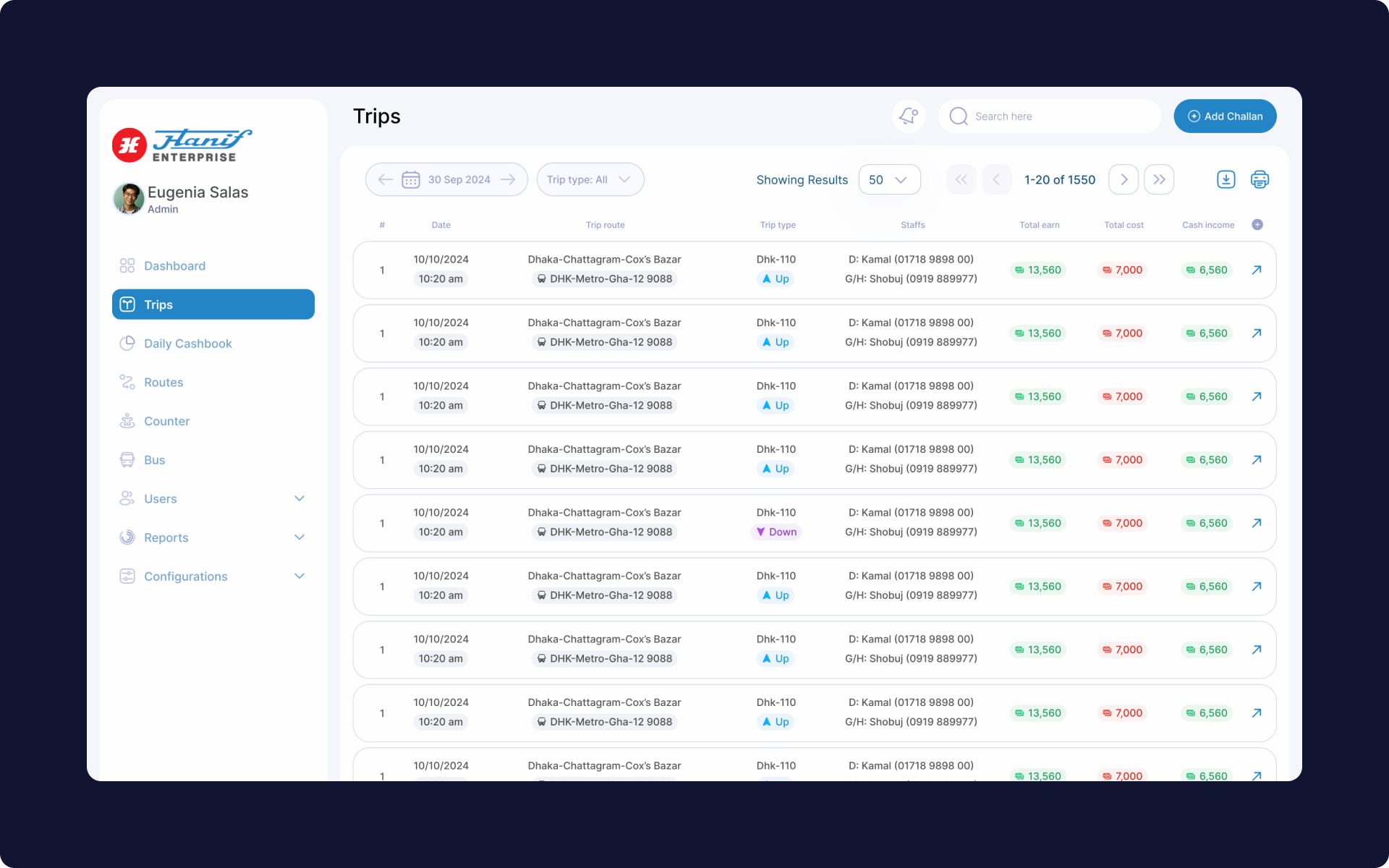 Audit ledger detail